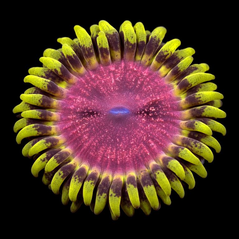 Tyree Space Monster Zoanthid polyp, top-down view